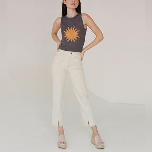 RATIONALLE White Tempo‎ Pant with Green Front Stitch $148.00 Size XS
